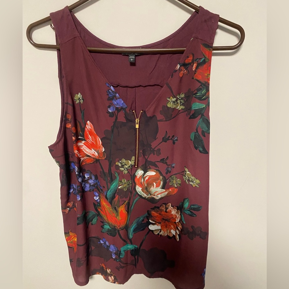 Express Floral Zip-Front Women’s Top Large